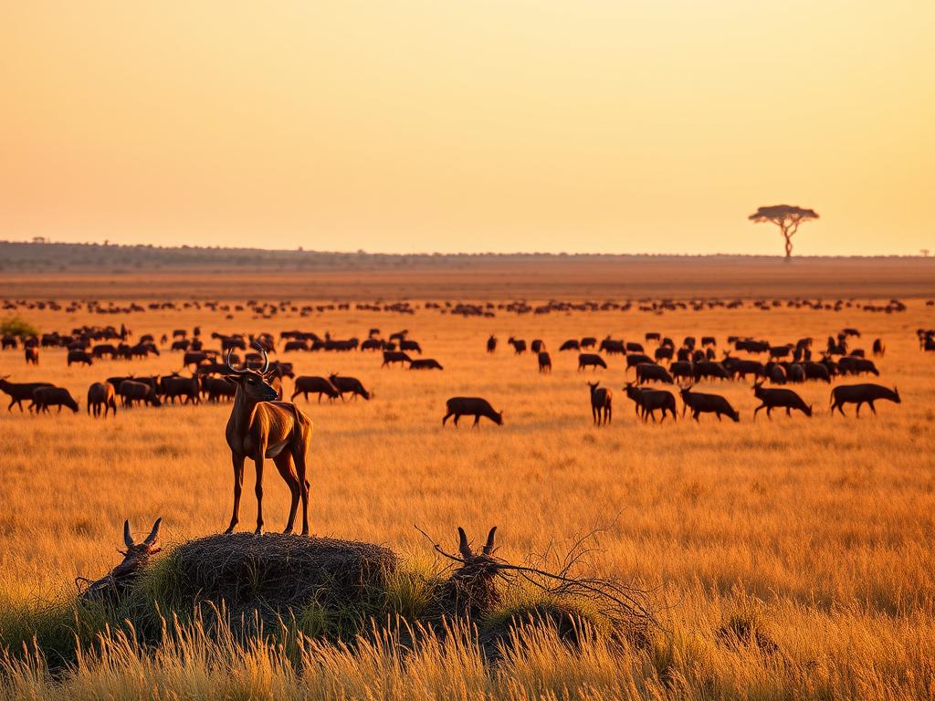 Kasenyi Plains in Queen Elizabeth National Park with Uganda kobs and predators