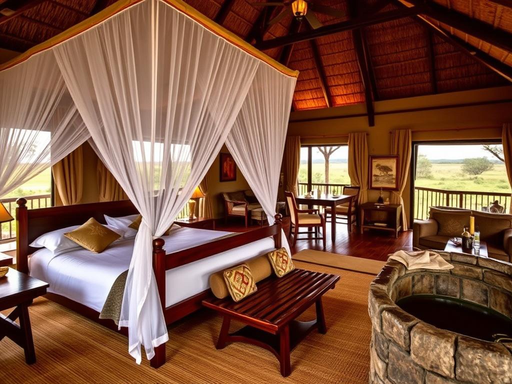 Luxury room interior at Apoka Safari Lodge in Kidepo Valley National Park Luxury room interior at Apoka Safari Lodge in Kidepo Valley National Park