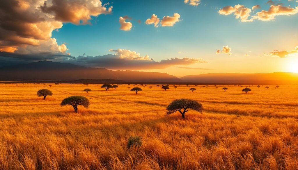 Panoramic view of Narus Valley in Kidepo Valley National Park during golden hour Panoramic view of Narus Valley in Kidepo Valley National Park during golden hour