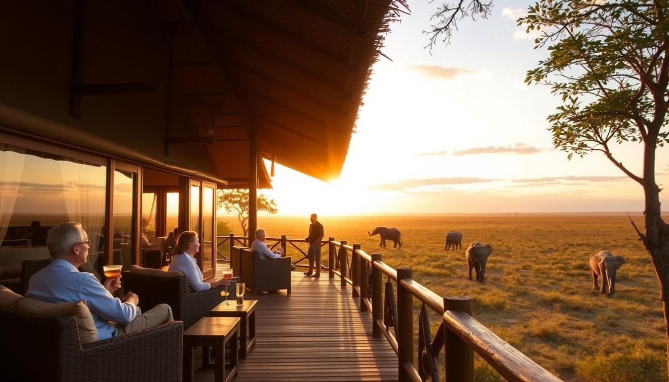 Safari lodge overlooking the savannah in Queen Elizabeth National Park