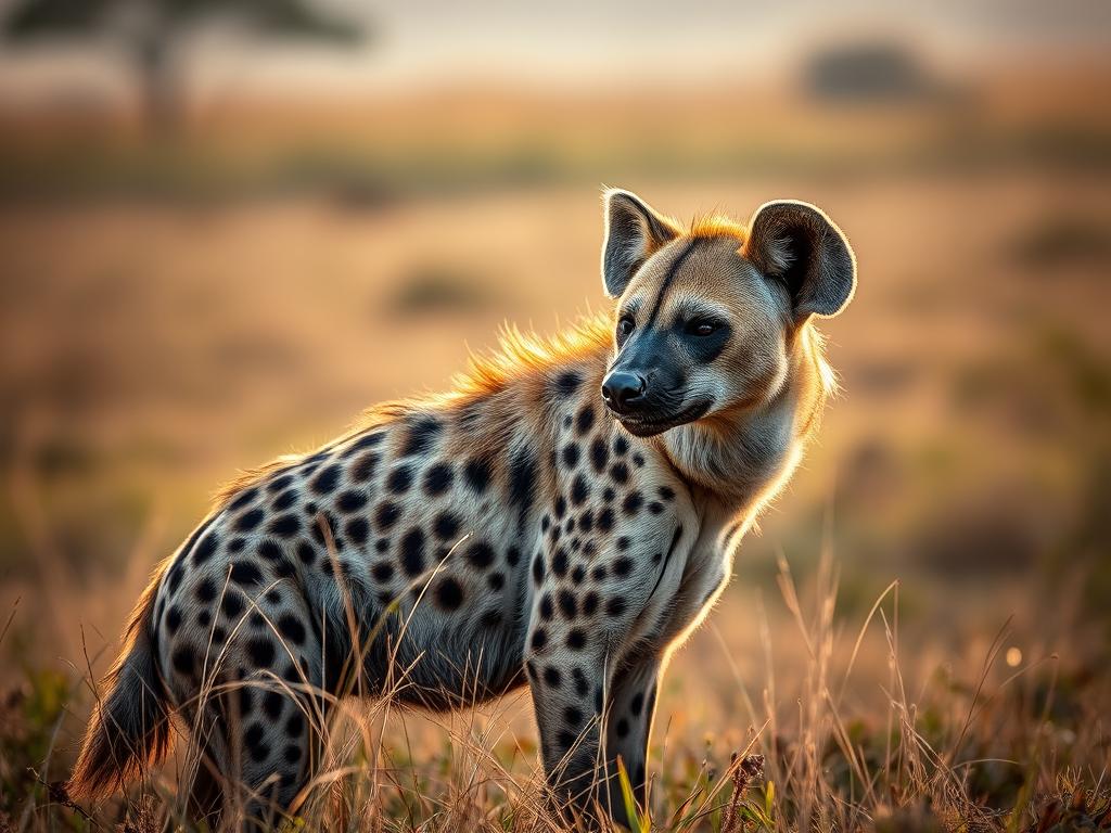 Spotted hyena in Kidepo Valley National Park during early morning Spotted hyena in Kidepo Valley National Park during early morning