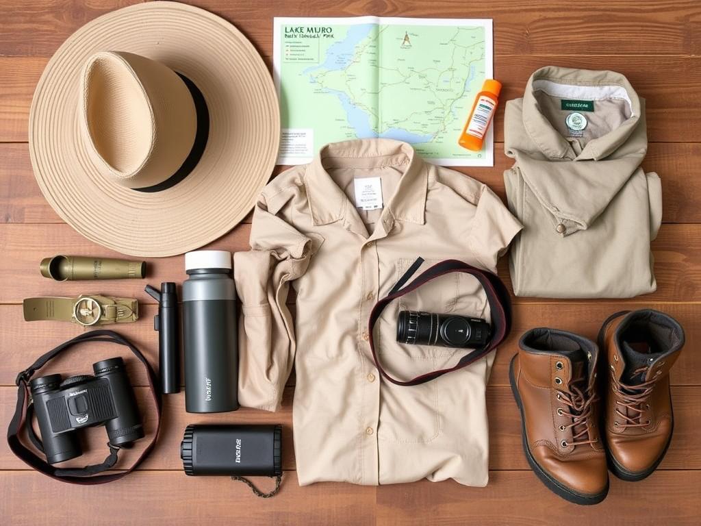 Tourists packing for a safari in Lake Mburo National Park