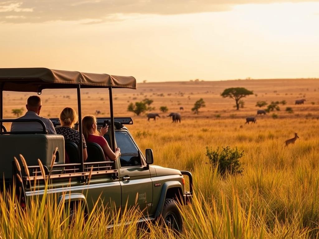 Safari vehicle during a game drive in Murchison Falls National Park