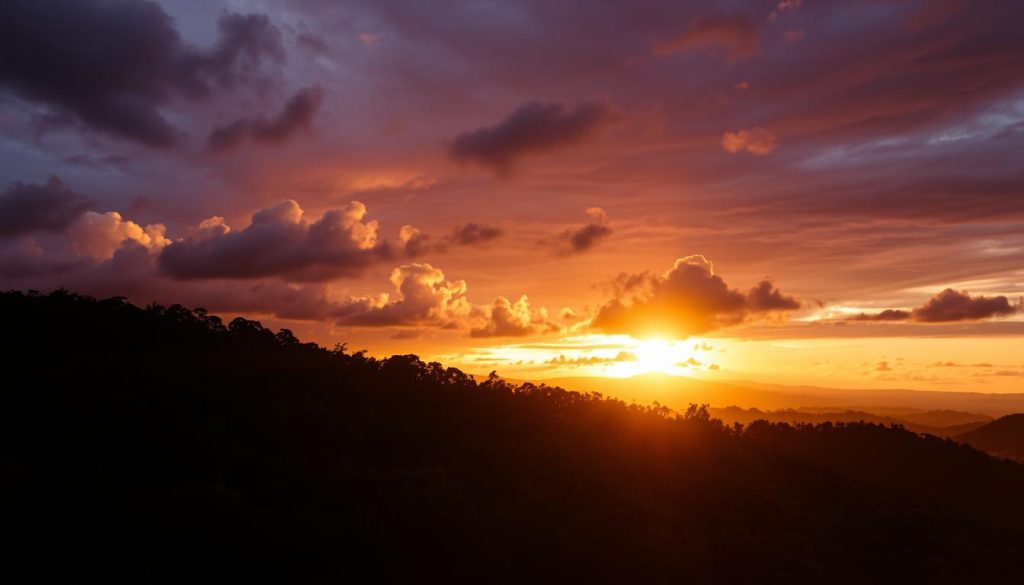 Sunset over Kibale National Park's forest canopy Sunset over Kibale National Park's forest canopy