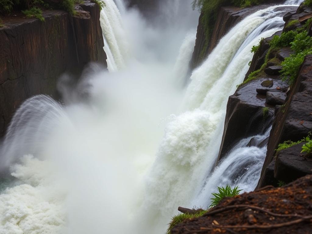 The powerful Murchison Falls where the Nile River forces through a narrow gorge